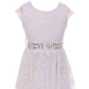 Just Kids White Floral Lace & Ruffles Dress 12